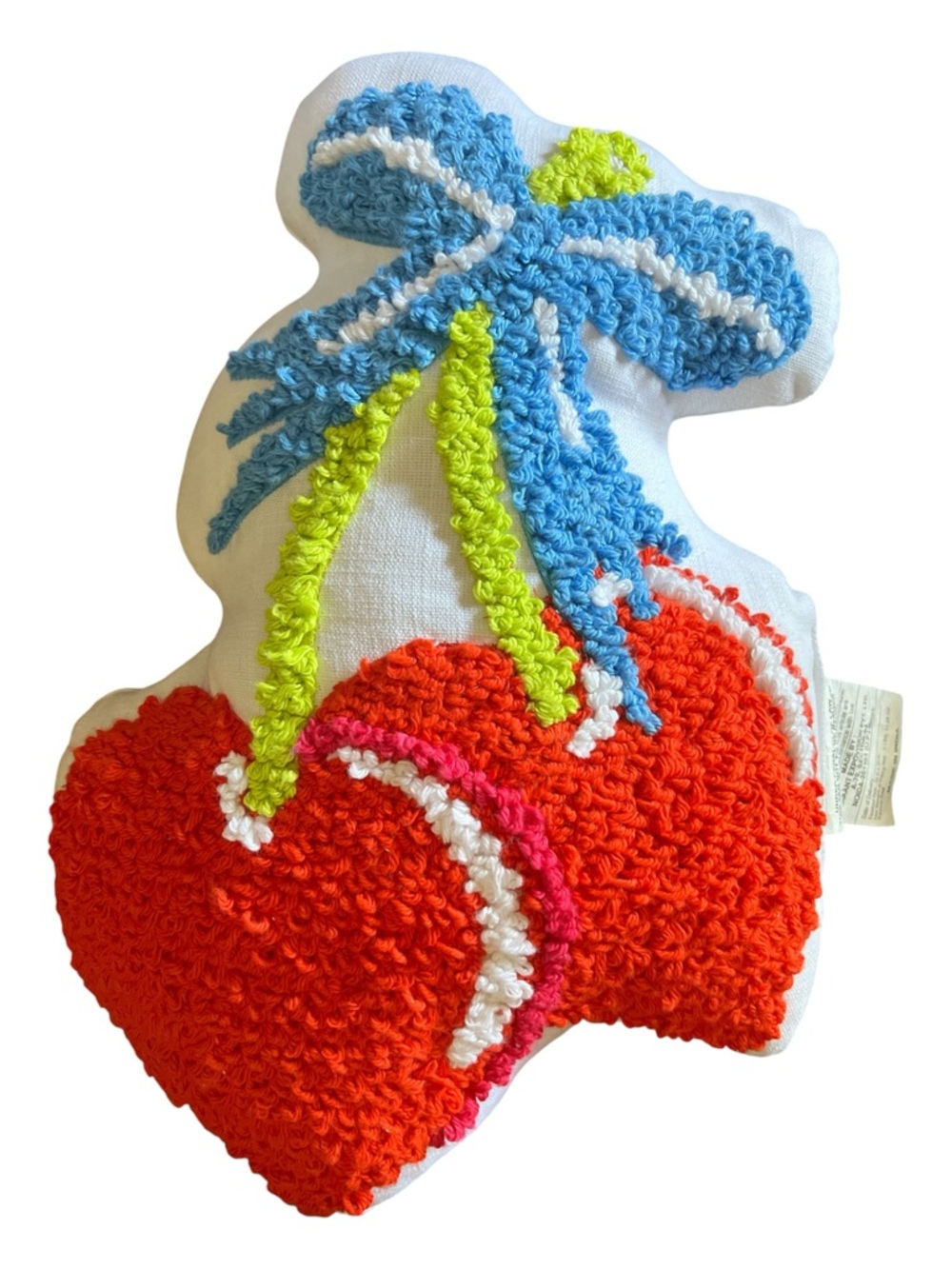 Cherry Throw Pillow with Blue Bow - Picture 4 of 4